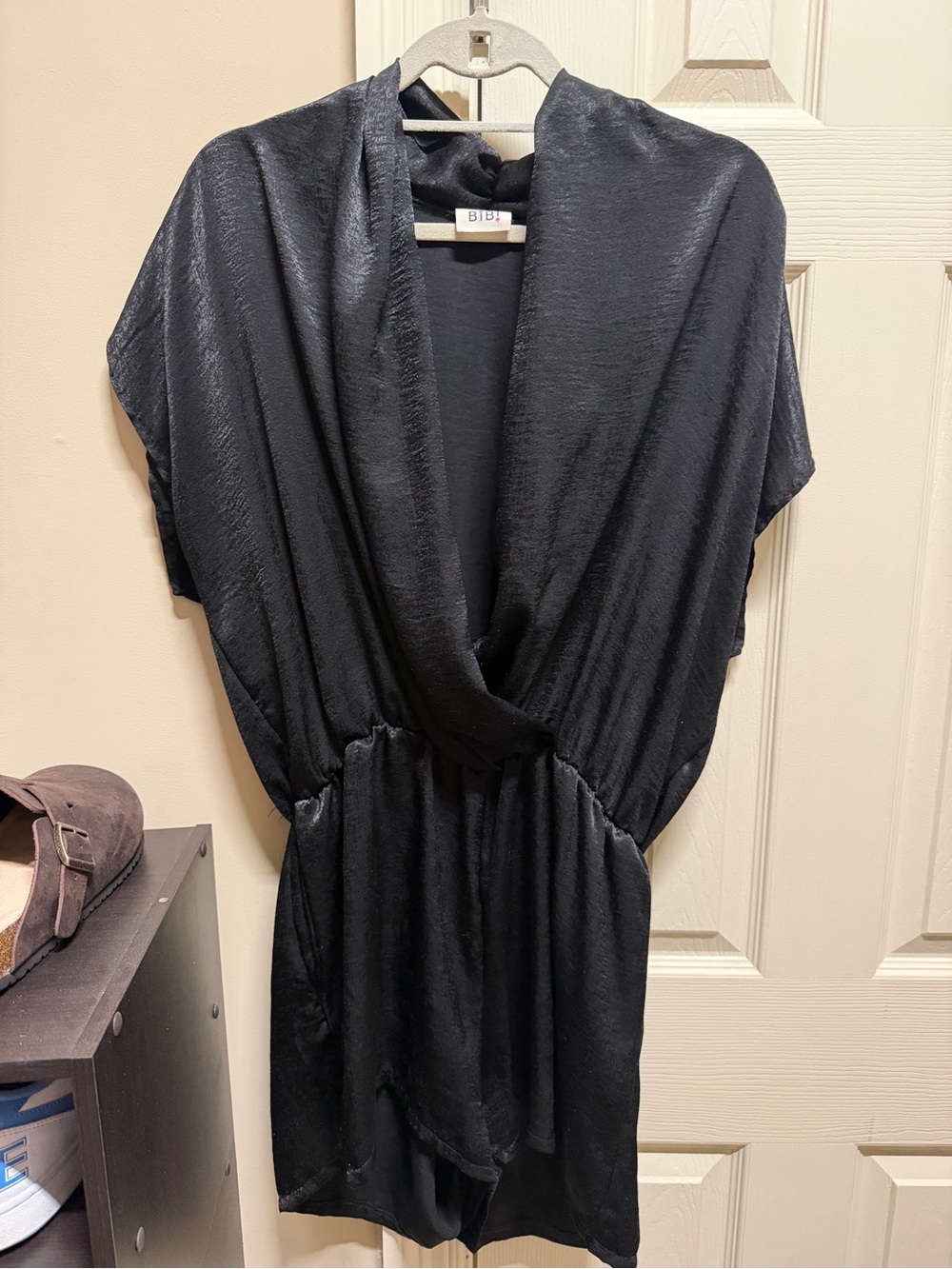 BiBi Black Short Draped Romper